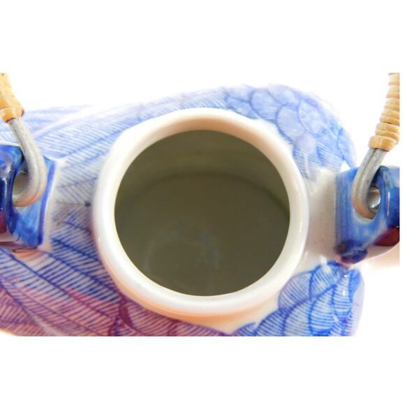 Porcelain Duck Teapot Vintage– Blue White Chinoiserie Decor w/ Handle & Lid - Picture 2 of 5